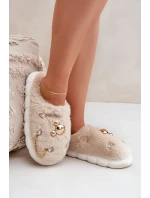 Futrzane Pantofle S Odznaky Béžové Ivelfedi