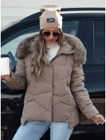 Dámská zimní bunda FIXMIX prošívaná s kapucí tmavě béžová FashionStreet TY4674 Dámská zimní bunda FIXMIX prošívaná s kapucí tmavě béžová FashionStreet TY4674