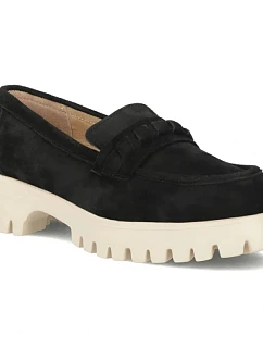 Dámské kožené polobotky semišové lordy černé Filippo DP7554