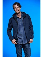 Daiber JN 589 Pánská pletená fleecová bunda s kapucí 02.0589 denim melange/black Daiber JN 589 Pánská pletená fleecová bunda s kapucí 02.0589 denim melange/black