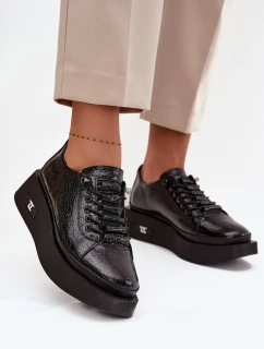 Kožené lakované dámské polobotky na platformě Artiker 57C2041 Černé