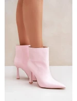 Lakované Kotníkové Boty Na Špičce Nazouvací Světle Růžové Seliri