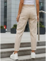 Dámské džíny mom fit s vysokým pasem a páskem béžové FashionStreet UY2917