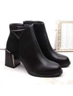 D&A S.Barski Premium Collection W OLI238 černé zateplené boty s ozdobným sloupkem