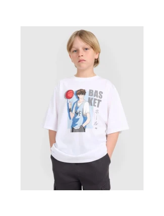 Chlapecké tričko oversize s potiskem 4F 4FJRAW25TTSHM3062-10S