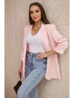 Sako s klopami elegantní světle pudrově růžová