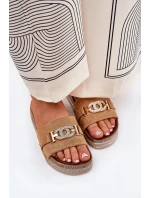 Dámské Pantofle Se Zlatým Detailem Na Platformě S Třpytkami Camel Eanes