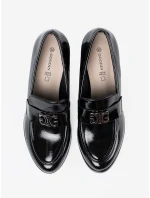 Pohodlné  polobotky dámské černé na širokém podpatku