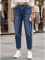 Dámské džíny s páskem, střih mom fit, modré, FashionStreet UY3118