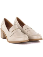 Dámské polobotky lords on heel beige M.Daszynski MR2201D-3A