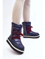 Dámské sněhule s vázáním v modré barvě Lilara