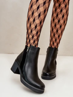 Dámské Botky Z Eko Kůže Na Podpatku Zateplené Černé Revianna