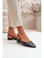 Lakované Baletky Na Nízkém Podpatku S Otevřenou Patou Černé Kairael