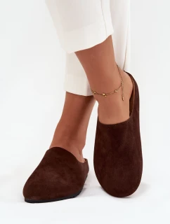 Dámské pantofle na platformě – čokoládové Sylviane