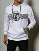 Pánská mikina s kapucí s potiskem bílá FashionStreet BX5573