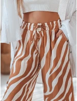 Dámské pruhované kalhoty se širokými nohavicemi ZEBRAVIBE beige/camel FashionStreet UY2655