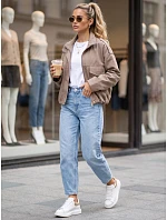 Dámská oversize přechodová bunda s límečkem, béžová, FashionStreet TY6091 Dámská oversize přechodová bunda s límečkem, béžová, FashionStreet TY6091