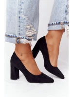 Semišové Lodičky Na Podpatku Sergio Leone PB216 Černé Semišové Lodičky Na Podpatku Sergio Leone PB216 Černé