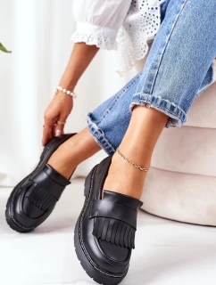 Kožené Polobotky Loafery Big Star II274100 Černé