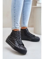 Zateplené dámské tenisky na platformě OO274A471 černé