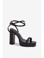 Dámské Sandály Na Podpatku S Páskem Černé Fevenne
