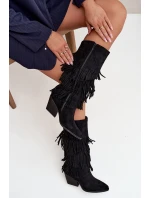 Dámské zateplené kovbojky s třásněmi Brivina – černé