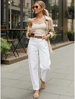 Dámské džíny s páskem UY2930 bílé  - FashionStreet