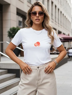 Dámské tričko s minimalistickým potiskem, bílé, FashionStreet NX8046RY