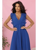 315-8 EMILY plisované šaty s volánky a výstřihem - barva CHABRIEL 315-8 EMILY plisované šaty s volánky a výstřihem - barva CHABRIEL