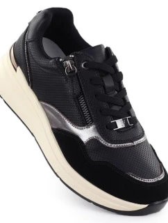 Dámské kožené polobotky Filippo DP7105/25 v černé metalické barvě