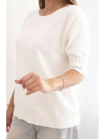Dámský svetr z viskózy s krátkým rukávem ecru Dámský svetr z viskózy s krátkým rukávem ecru