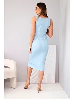 Dámské viskózové žebrované šaty na ramínkách modrá