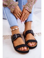 Módní pantofle s přezkou Big Star JJ274730 Black