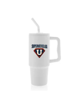 SUPERUČITELKA (ZNAK) - bílý cestovní termohrnek 900 ml  
