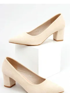 Dámské lodičky na sloupkovém podpatku LL-271P světle béžová - Seastar