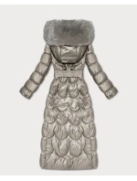 Klasický béžový prošívaný kabát s kapucí Minority (T3-2620#-62)