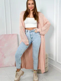Svetr dlouhý kardigan světle pudrově růžový