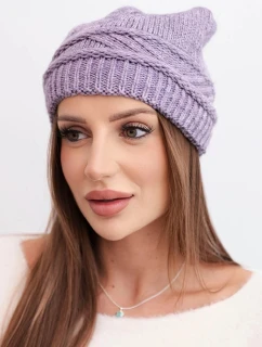 Dámská zimní čepice z vlny a s propleteným vzorem K428 fialová