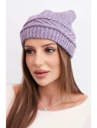 Dámská zimní čepice z vlny a s propleteným vzorem K428 fialová