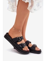 Dámské Pantofle Se Zlatými Přezkami Černé Sonarea