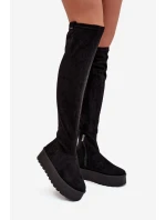 Dámské Kozačky Na Platformě Nad Kolena Big Star SS274264 Černé