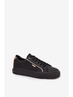 Dámské Tenisky Z Eko Kůže Big Star SS274025 Černo-Zlaté