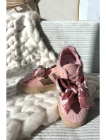 Dámské tenisky s semišovou mašlí růžové Ashlyn