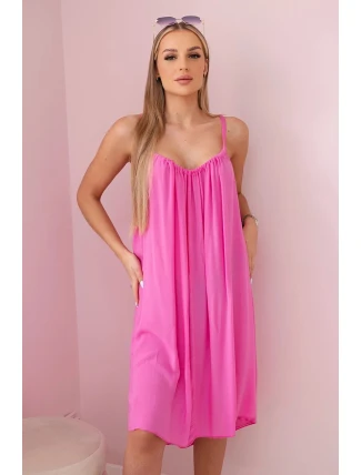 Viskózové šaty na ramínka růžový Viskózové šaty na ramínka růžový