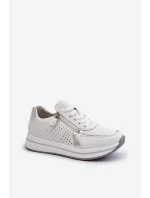 Dámské kožené tenisky na platformě bílé ligustr