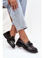 Dámské lakované mokasíny s korálky S.Barski HY52-541 Černé Dámské lakované mokasíny s korálky S.Barski HY52-541 Černé