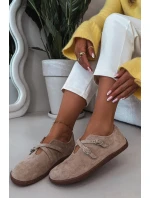 Kožené semišové polobotky Barefoot Dámské s pásky Zazoo N1271 béžové