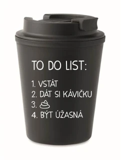 TO DO LIST: BÝT ÚŽASNÁ - černý termohrnek 300 ml