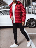 Pánská prošívaná bunda s kapucí červená FashionStreet TX4447 Pánská prošívaná bunda s kapucí červená FashionStreet TX4447