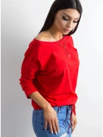 Červená volná dámská halenka se zavazováním na spodním okraji (4691)